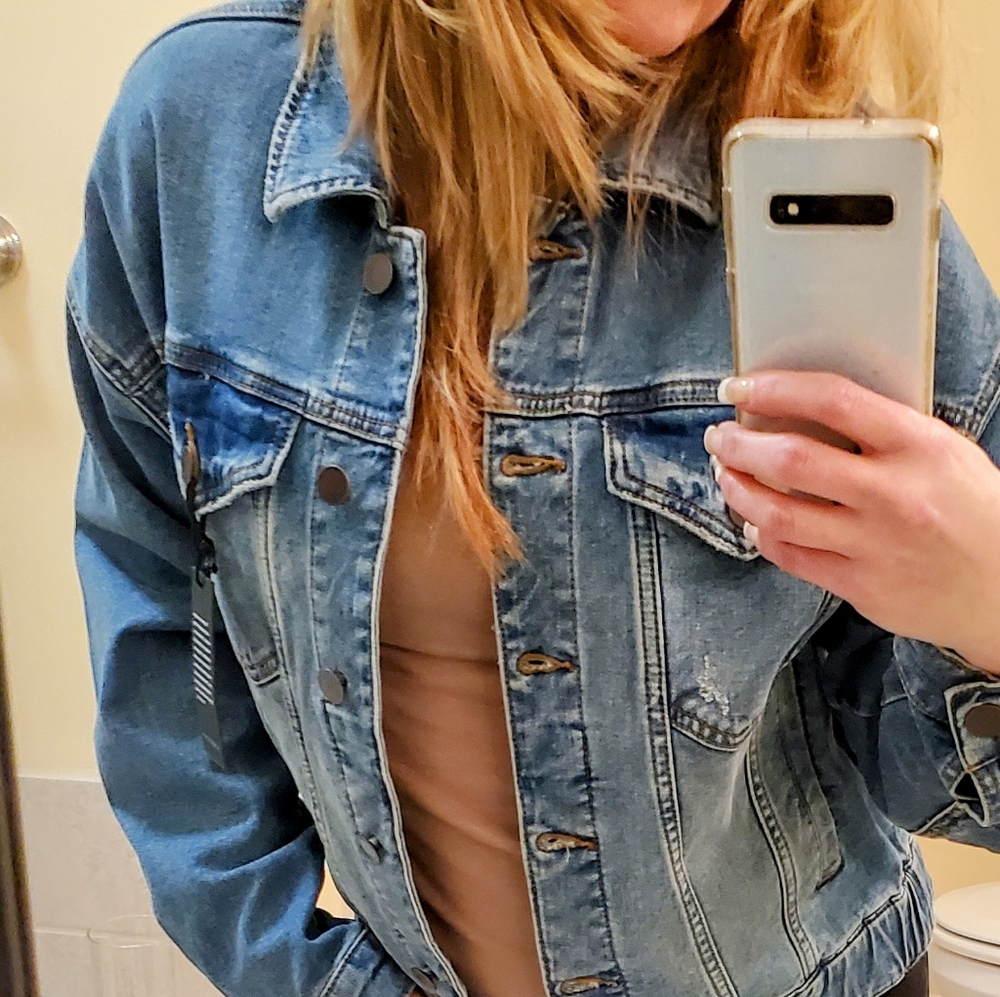 Kut Eva Blue Jean Jacket (Size-Small)